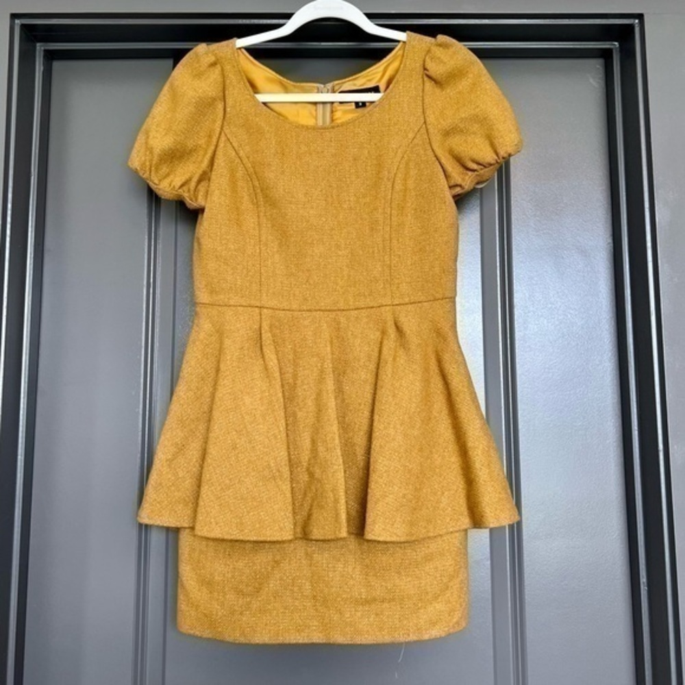 EUC Jill Stuart Peplum Dress Mustard Size 2